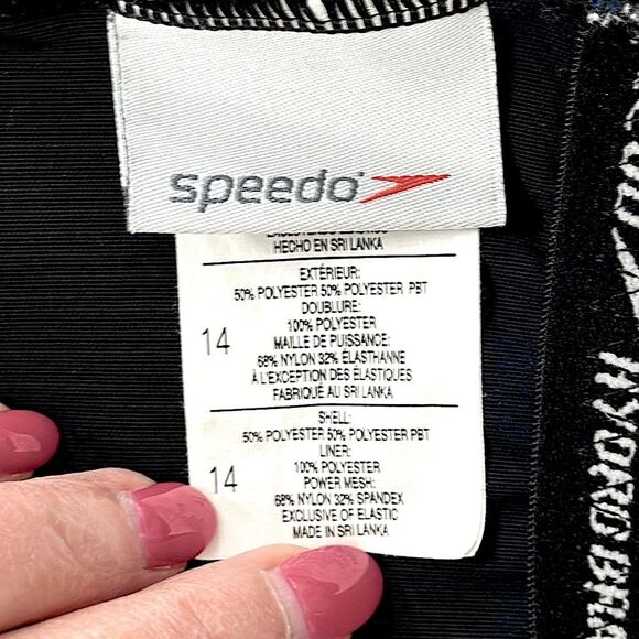 Speedo SwimDress Size 14 Racerback Black & Blue - Picture 9 of 9